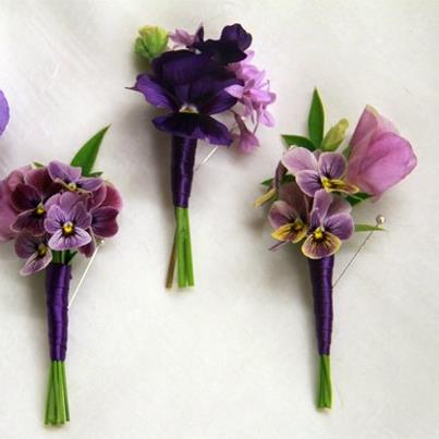 Photo: Fun purple pansy boutonnieres. Went and hand picked the blooms for my bride this weekend!